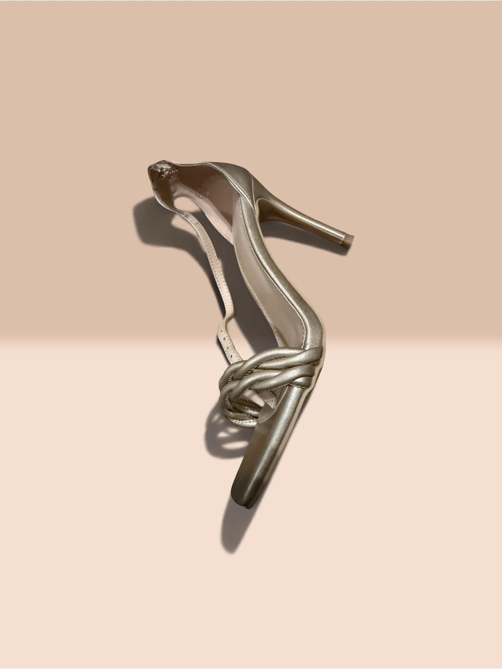 Metallic Gold Knot Detail Women’s High Heel Sandals